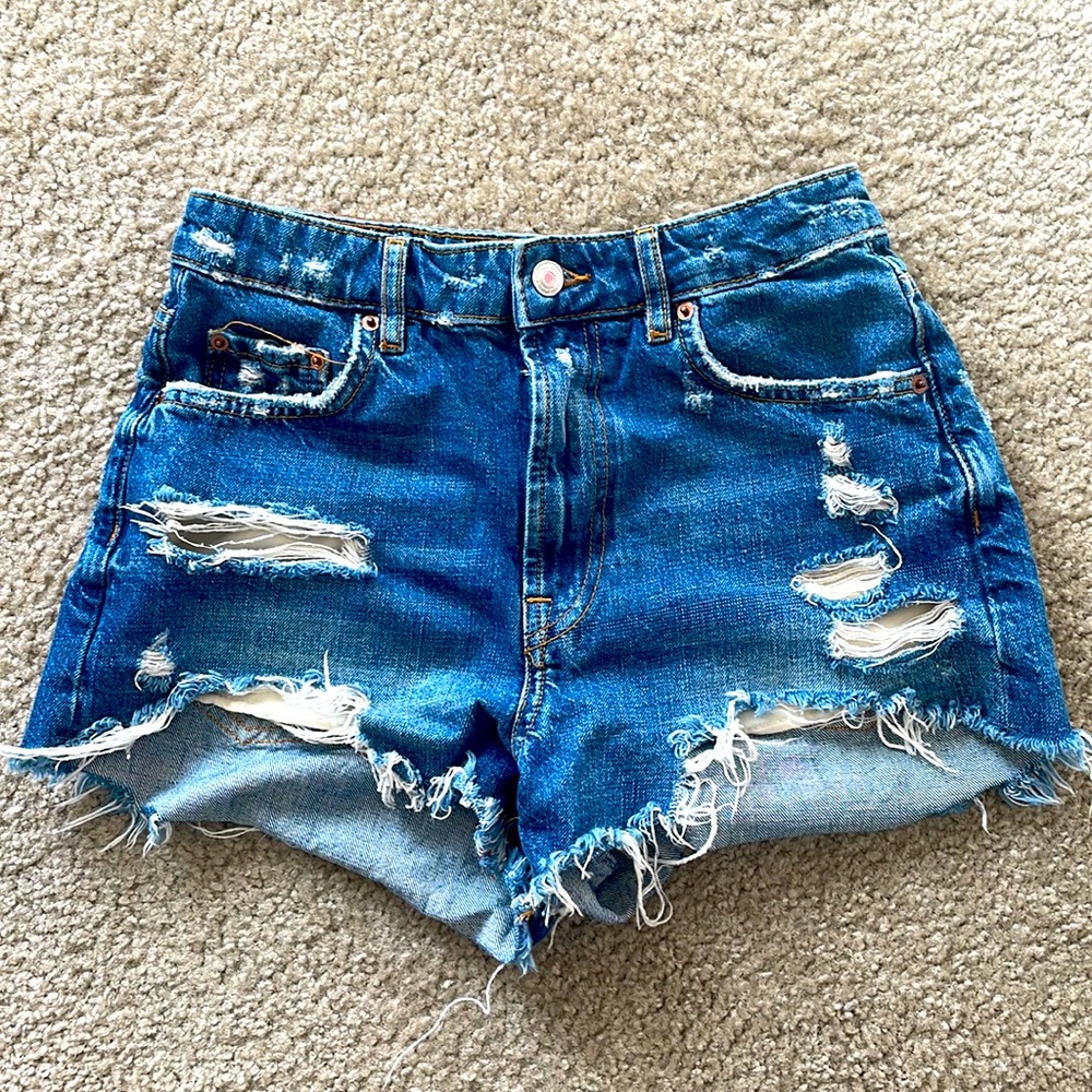 Zara High Waist Denim Shorts